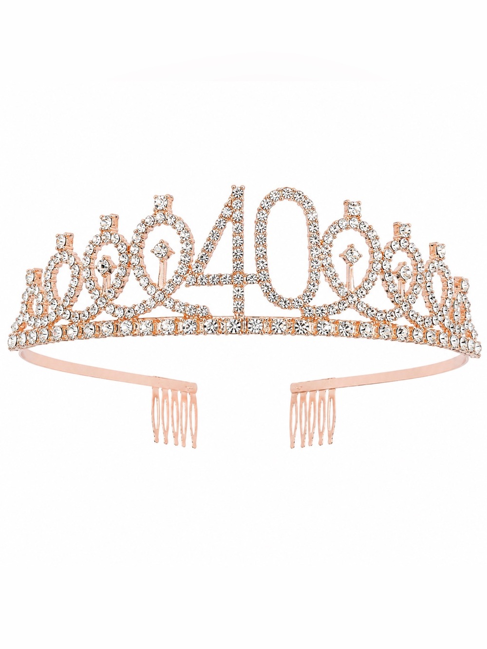 Rose Gold 40 Rhinestone Tiara Headband